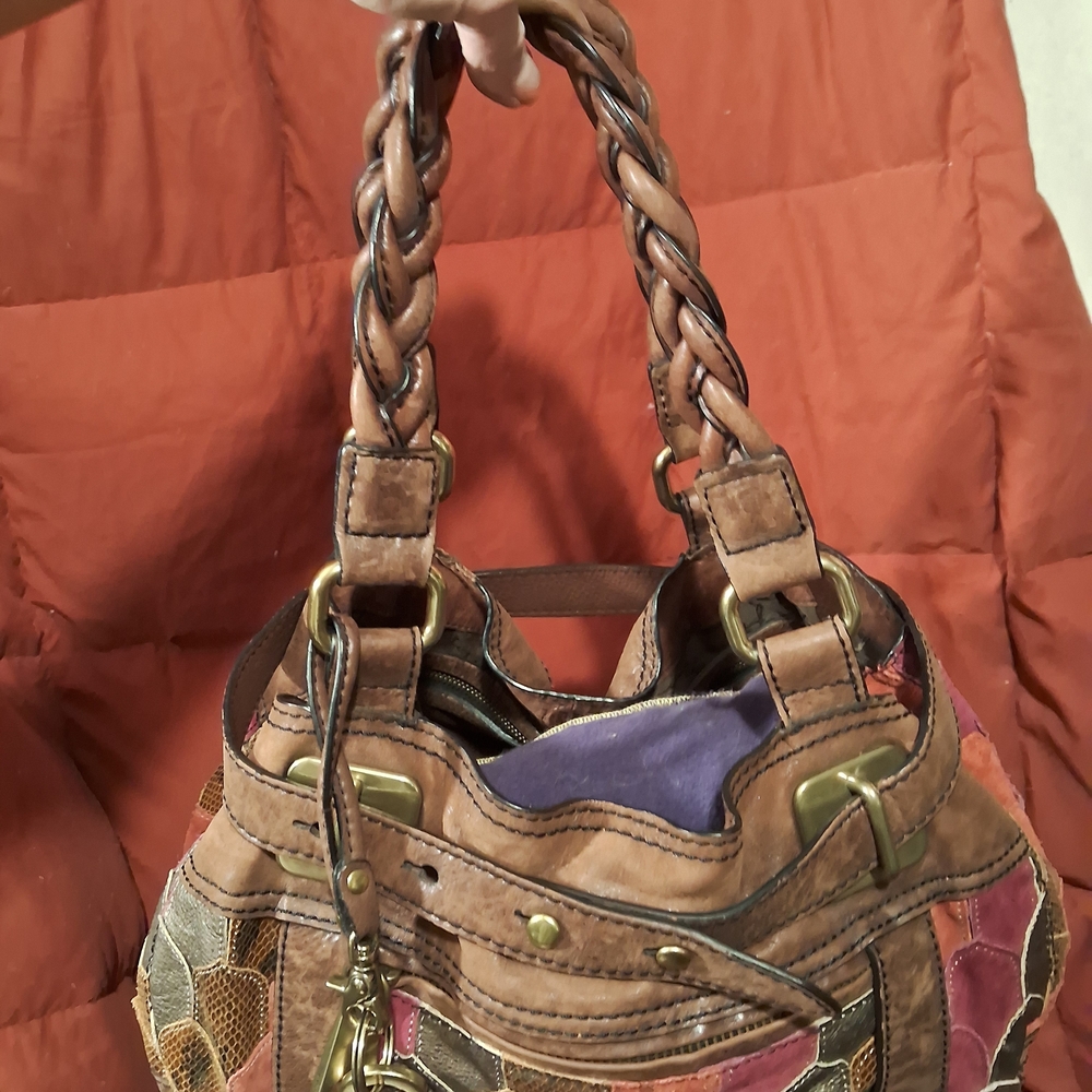 Fossil Multicolor Patchwork Satchel - image 2